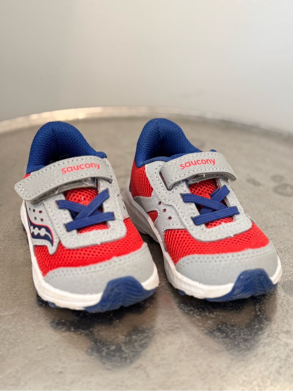Saucony Kids Red, Gray and Blue Hook-and-Loop Athletic Sneaker
